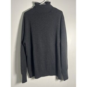 Shephe Men's Turtleneck Sweater 100% Cashmere, Dark Gray, Classic Fit, Size XXL
